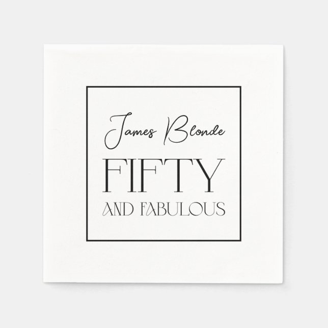 Guardanapo De Papel Elegante sofisticado, 50 e fabuloso aniversário (Frente)