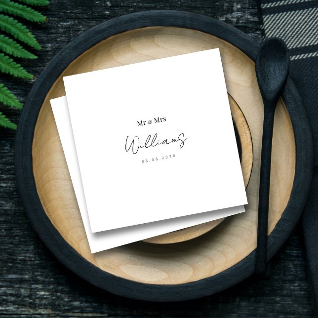 Guardanapo De Papel Elegante Sr. e Sra. Casamento Personalizado (Elegant Mr and Mrs Weddings_ Modern Lettered Hand Napkins)