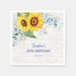 Guardanapo De Papel Elegante Sunflower Wall Brick Floral Birday