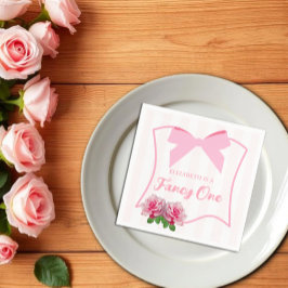 Guardanapo De Papel Elegante Um Laço Floral 1º Aniversário