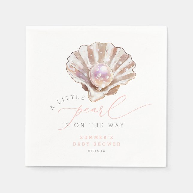 Guardanapo De Papel Elegante Uma Pequena Pérola Está A Caminho Do Chá  (Frente)