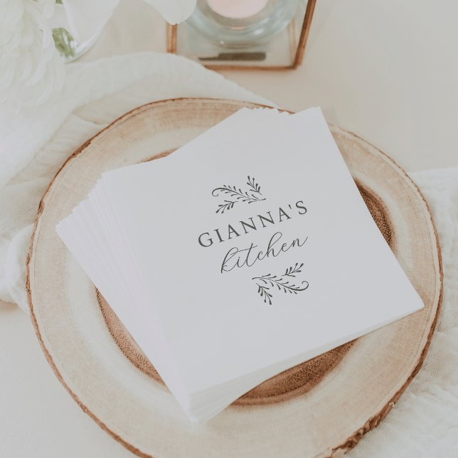 Guardanapo De Papel Elegante Verde Botânico Personalizado (Criador carregado)