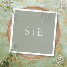 Elegante Verde Sage Monograma Minimalista