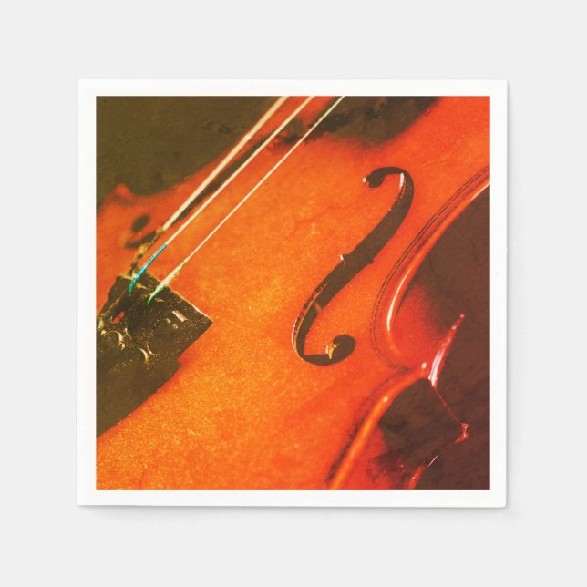 Guardanapo De Papel Elegante Violin Instrumento Music Paper Napkin (Frente)