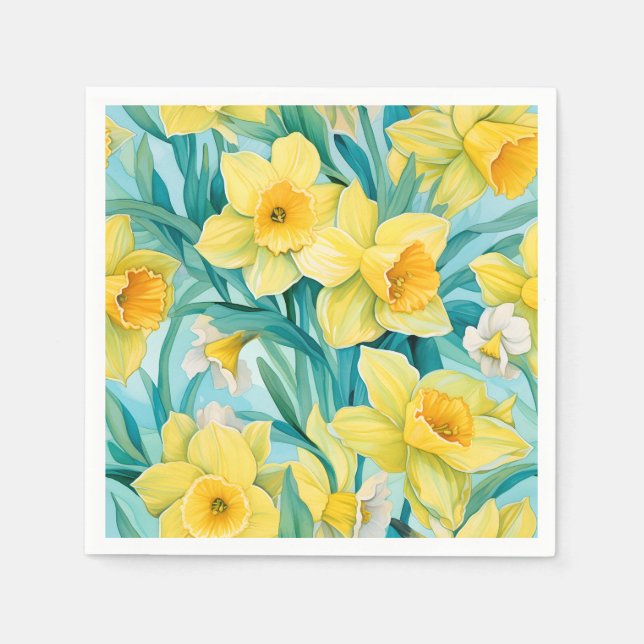 Guardanapo De Papel Elegante Watercolor Daffodil (Frente)