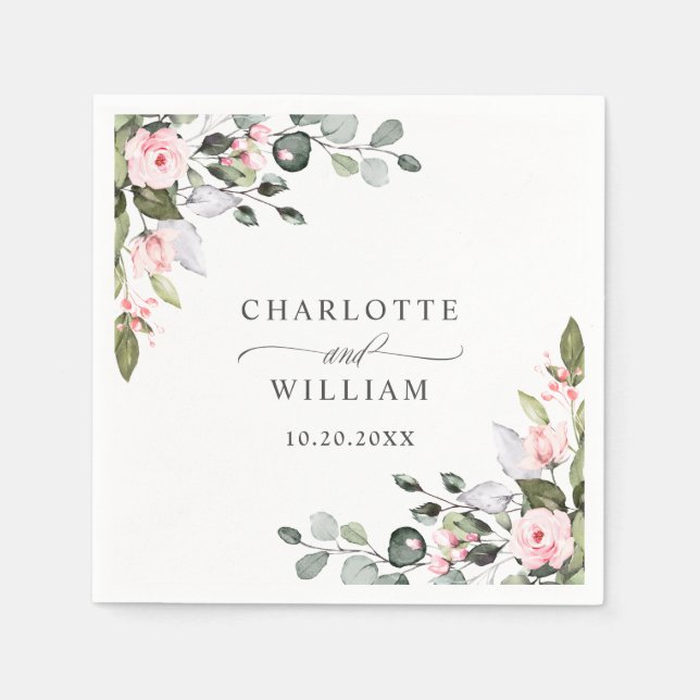 Guardanapo De Papel Elegante Watercolor Eucalyptus Wedkin Napkin (Frente)