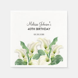 Guardanapo De Papel Elegante White Calla Lily Floral Birthday