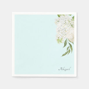 Guardanapo De Papel Elegante White Hydrangea Seafoam Chá de panela