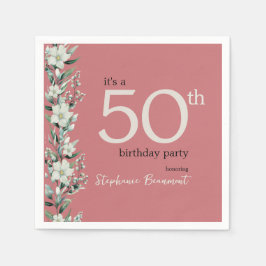 Guardanapo De Papel Elegante Wildflower Pink Surpresa 50º Aniversário