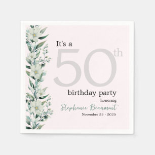 Guardanapo De Papel Elegante Wildflower Pink Surpresa 50th Birthday Na