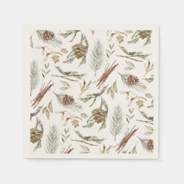 Guardanapo De Papel Elegante Winter Napkins com Pinecones