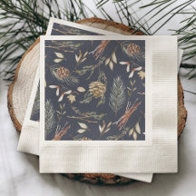 Elegante Winter Napkins com Pinecones