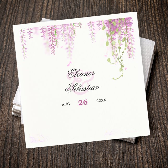 Guardanapo De Papel Elegante Wisteria Purple Wedding (Elegant Wisteria Purple Wedding Napkins)