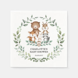 Guardanapo De Papel Elegante Woodland Greenery Chá de fraldas de Cama 