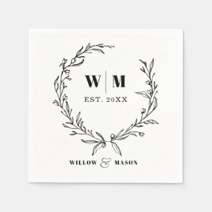 Guardanapo De Papel Elegante Wreath Monograma Wedkins