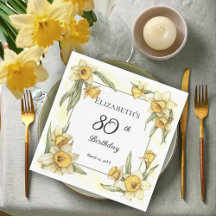 Elegante Yellow Daffodils Floral 80 Birthday