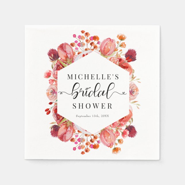 Guardanapo De Papel Elegantes Flores Silvestres | Chá de Noiva Boho (Frente)