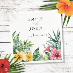 Guardanapo De Papel Elegantes Flores Tropicais em Aquarela Casamento