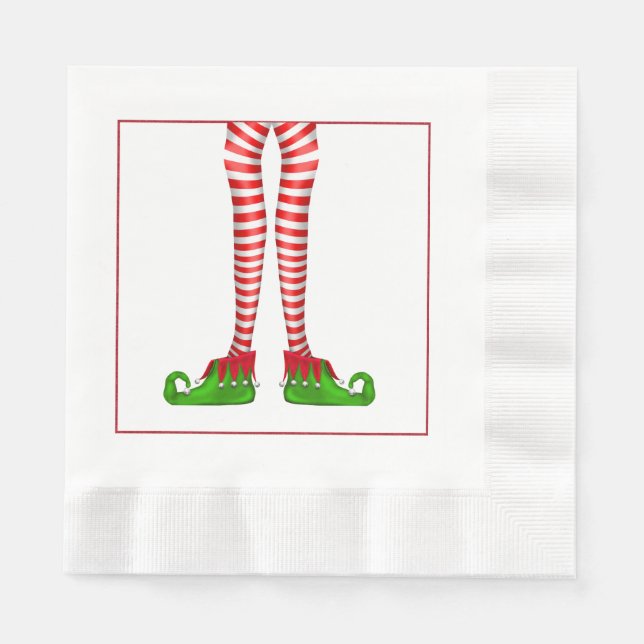 Guardanapo De Papel Elf Legs Christmas Napkins (Frente)