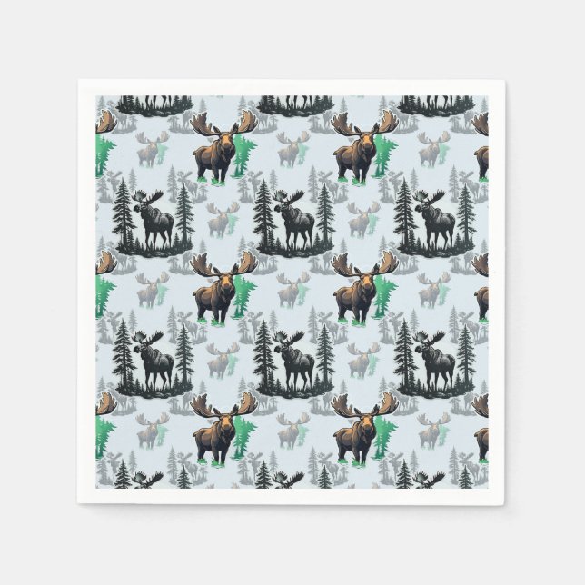 Guardanapo De Papel Elk Moose Antlers Deer Pattern Design (Frente)