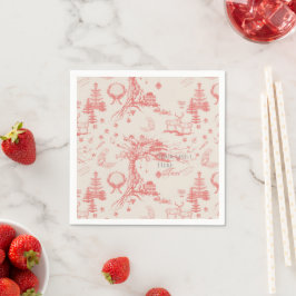 Guardanapo De Papel Elk Woods French Toile em vermelho com personaliza