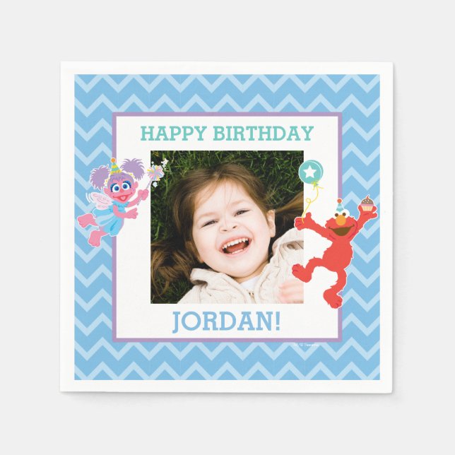 Guardanapo De Papel Elmo e Abby Birthday (Frente)