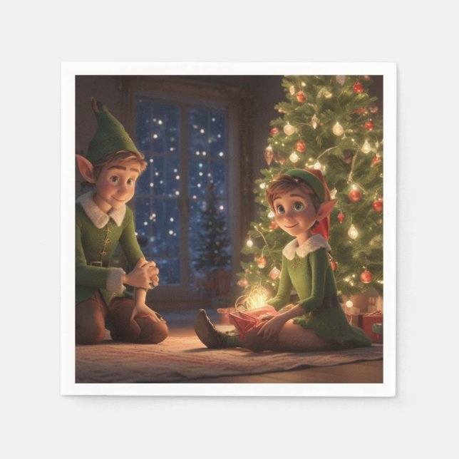 Guardanapo De Papel Elves de Natal (Frente)