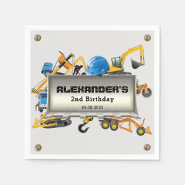Guardanapo De Papel Em Construção de Festa de aniversário de Caminhões