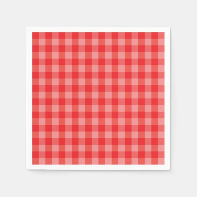 Guardanapo de papel em xadrez gingham vermelho clá (Frente)