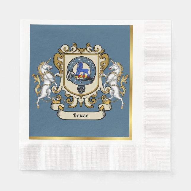 Guardanapo De Papel Emblema da Clan Bruce Azul Personalizado (Frente)