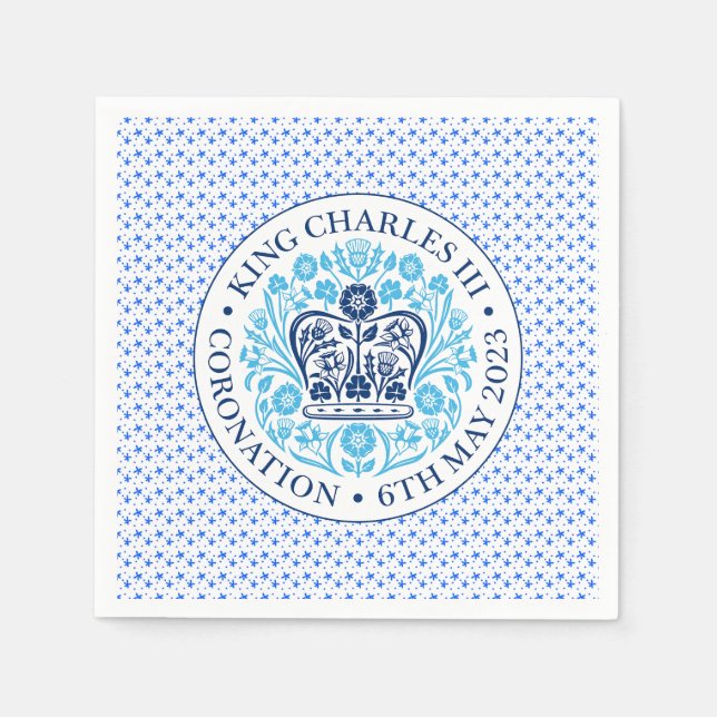 Guardanapo De Papel Emblema da coroação do rei Carlos III (Frente)