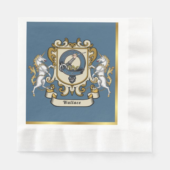 Guardanapo De Papel Emblema Personalizado Azul do Clã Wallace (Frente)
