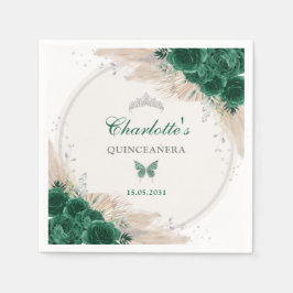 Guardanapo De Papel Emerald Green Silver Quinceanera Miss Quince 15