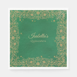 Guardanapo De Papel Emerald Verde Dourado Quinceañera Almoço Sweet 15