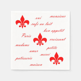 Guardanapo De Papel Emilion Paper Napkins Red on White