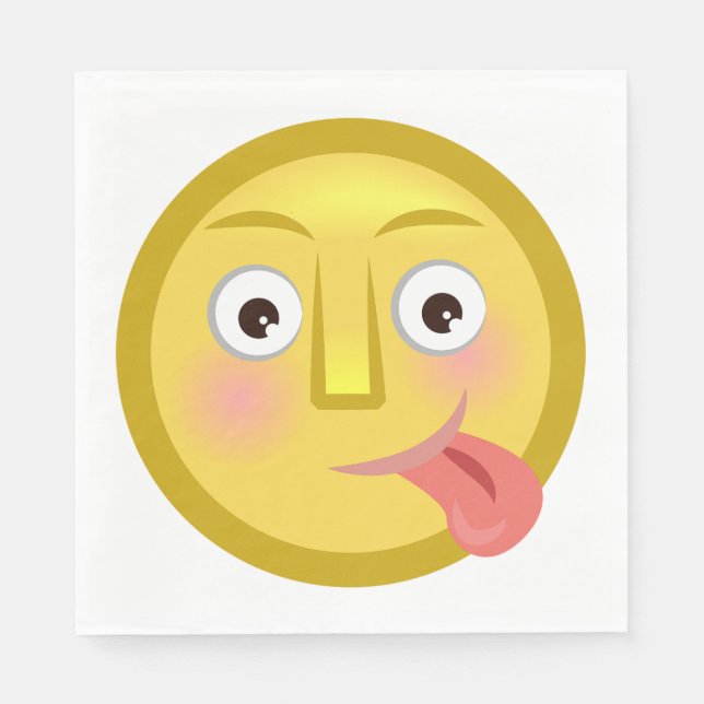 Guardanapo De Papel Emoji Cara Engraçada com Língua para Fora (Frente)