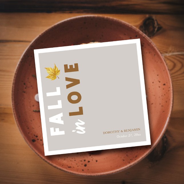 Guardanapo De Papel Enamoramento: Roteiro Personalizado para Casamento (Falling in Love Modern Script Fall Wedding Napkins)