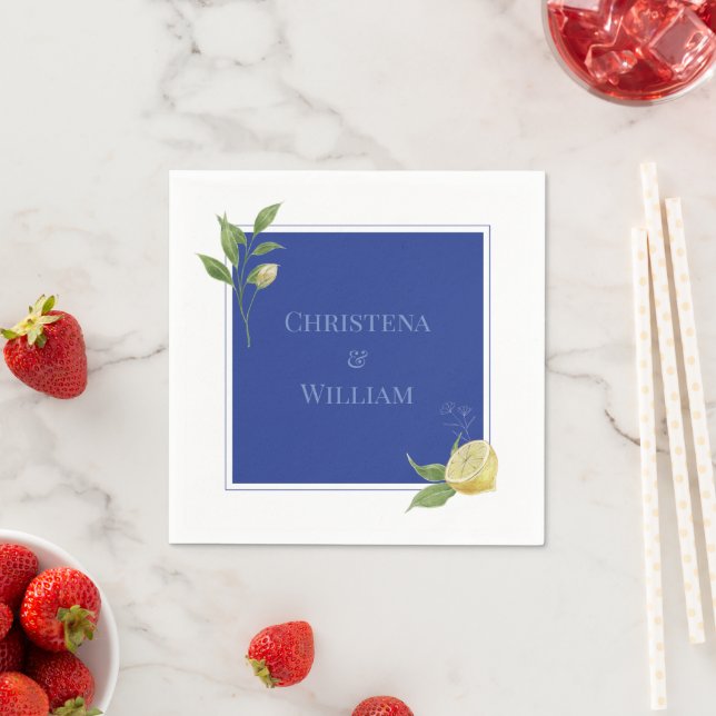 Guardanapo De Papel Encantada Flor de Limão Azul Personalizada para Ca (Insitu)