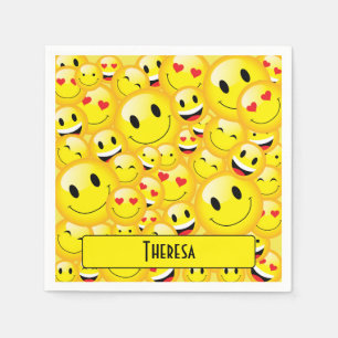 Guardanapo De Papel Encantador Divertido Yellow Smiling Faces Emoji Pa