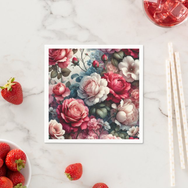 Guardanapo De Papel Encanto Floral Rosa Atemporal (Insitu)