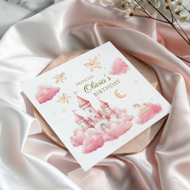 Guardanapo De Papel Enchanted Pink Princess Girl Birthday (Criador carregado)