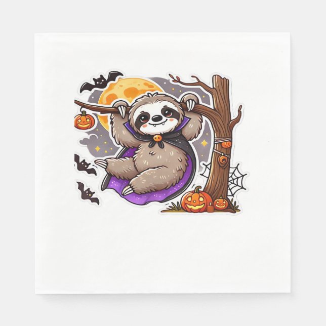 Guardanapo De Papel Encher as emoções do Halloween Sloth Sobredimensio (Frente)