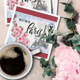 Guardanapo De Papel Encontre-me em Paris Cocktail Napkin