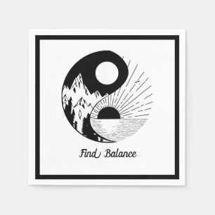 Guardanapo De Papel Encontre o saldo Zen Yin Yang Black White