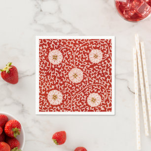 Guardanapo De Papel Enfeite Chinês Owen Jones Floral Vermelho Branco