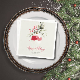 Guardanapo De Papel Enfeite de Natal em Aquarela com Nome Personalizad