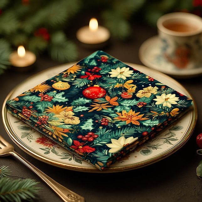 Guardanapo De Papel Enfeites de Natal Elegantes e Jantar com Folhagem (Criador carregado)