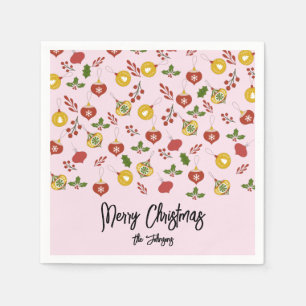Guardanapo De Papel Enfeites de natal Verde Festivo Rosa