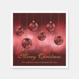 Guardanapo De Papel Enfeites de Natal Vermelhos com Texto Personalizad