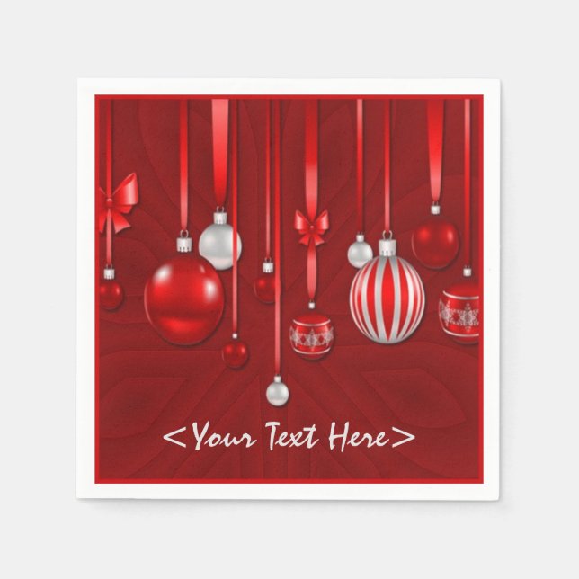 Guardanapo De Papel Enfeites de natal Vermelhos Napkins (Frente)